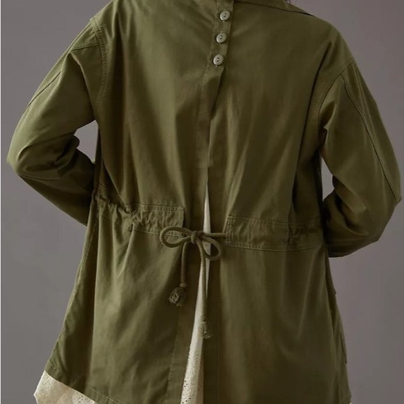 $198 ANTHROPOLOGIE TINY CHARLIE EYELET UTILITY JACKET MILITARY COLOR SIZE S NWT - Picture 3 of 8
